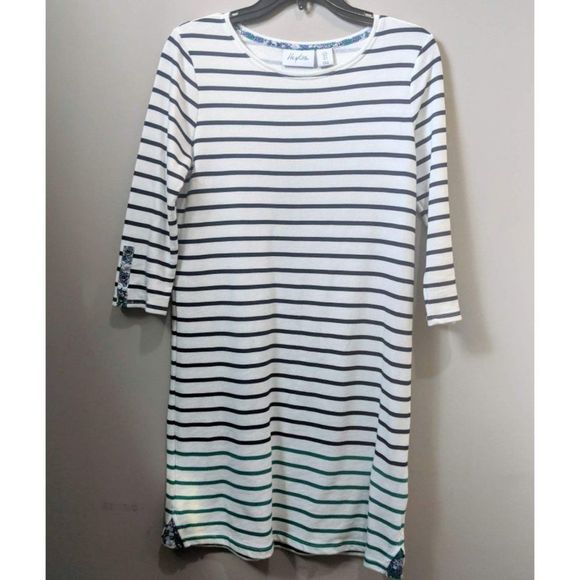 HEYTON Striped Dress with Floral Details Sz Small - Picture 1 of 5
